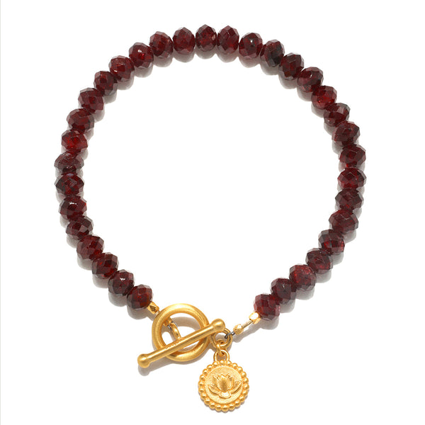 Balanced Beginnings Garnet Lotus Bracelet