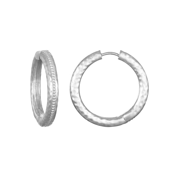Textured Sterling Silver Mini Hoop Earrings