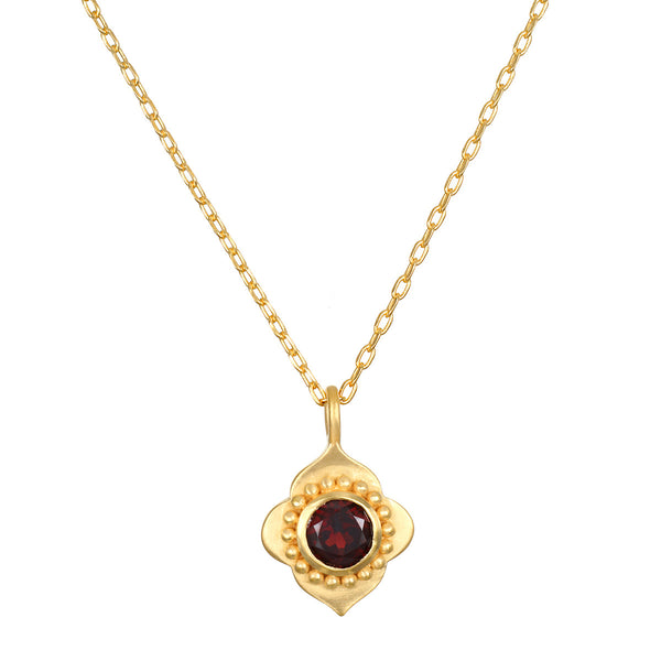 Spiritual Strength Garnet Lotus Necklace