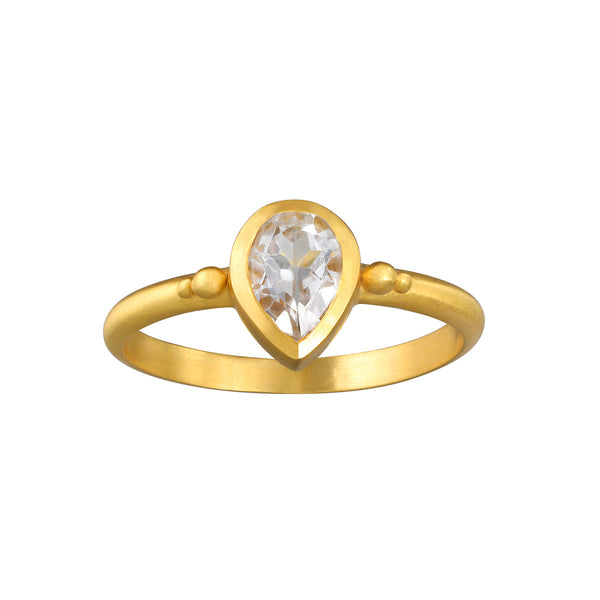 Gaining Clarity White Topaz Pear Ring